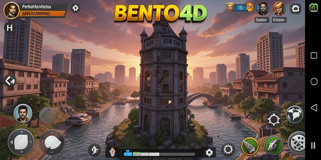 Tangkapan layar gameplay mendebarkan dari BENTO4D dengan menara yang terlatih.
