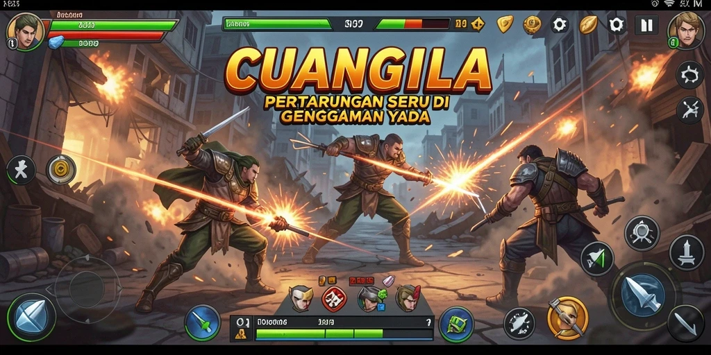 Screenshot gameplay CUANGILA menunjukkan pertarungan yang seru dan dinamis.