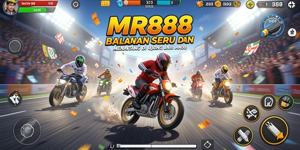 Screenshot gameplay MR888 dengan aksi balapan yang intens.