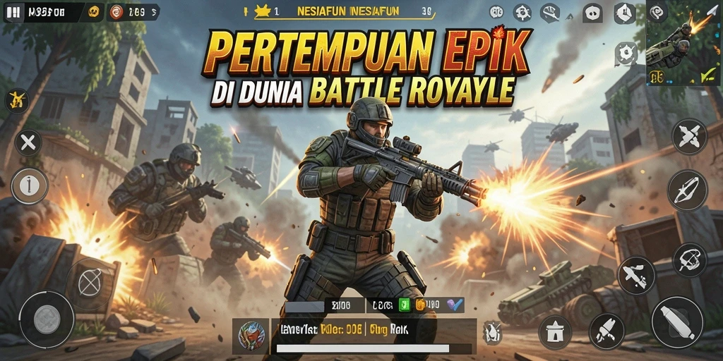 Tangkapan layar gameplay <strong>NESIAFUN</strong> di medan perang Battle Royale.