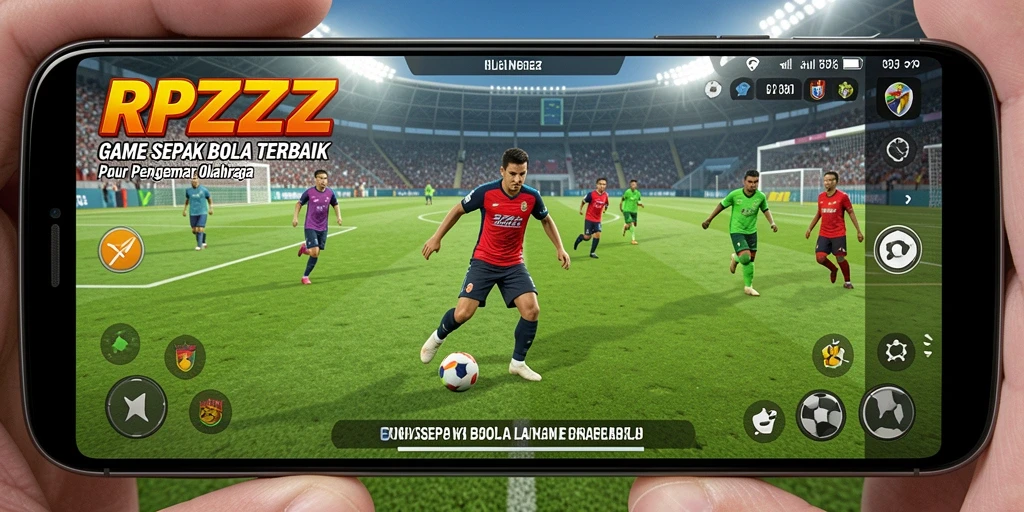 Screenshot gameplay RPZZZ yang menampilkan aksi sepak bola yang seru.
