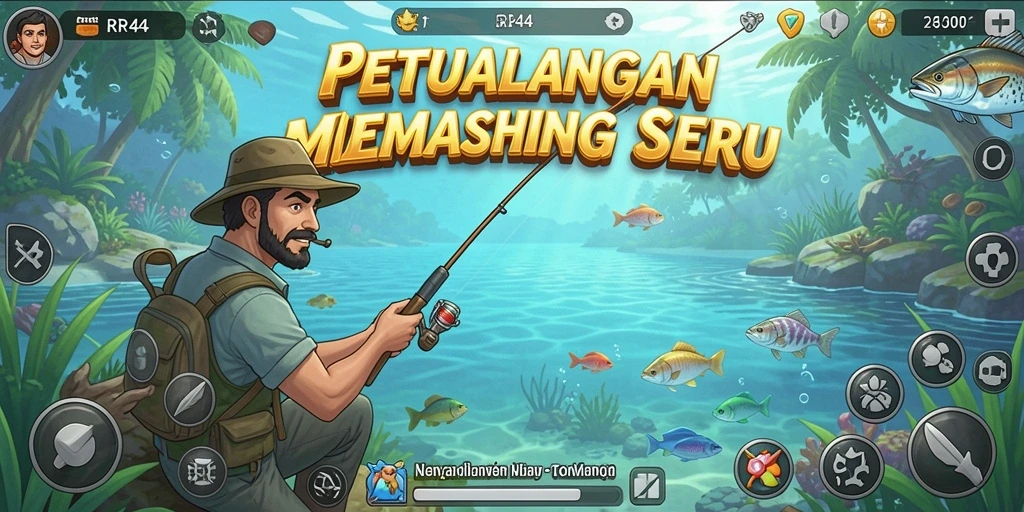 Gameplay seru dan menantang saat memancing berbagai jenis ikan.