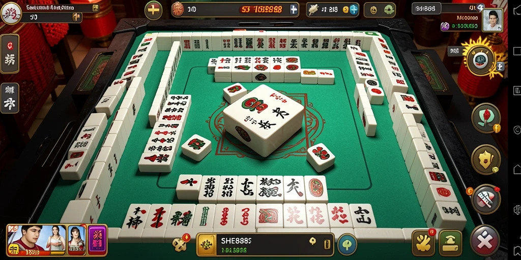 Screenshot utama SHE888 menampilkan gameplay Mahjong yang seru dan interaktif.