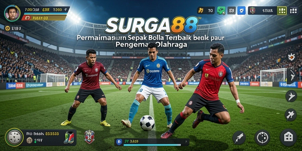 Tampilan gameplay SURGA88 dengan aksi pertandingan sepak bola yang seru.